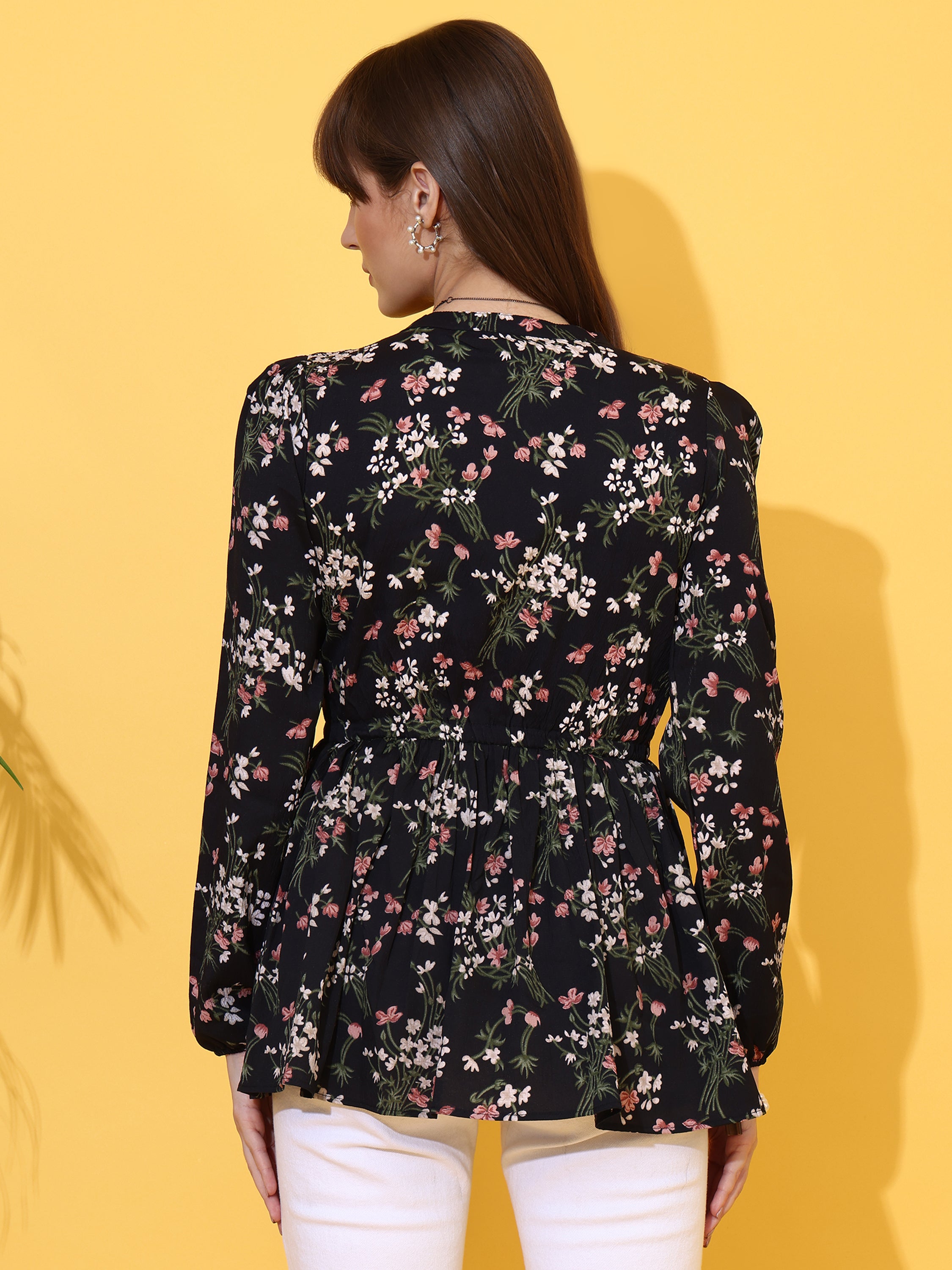 Black Blossom Printed Top