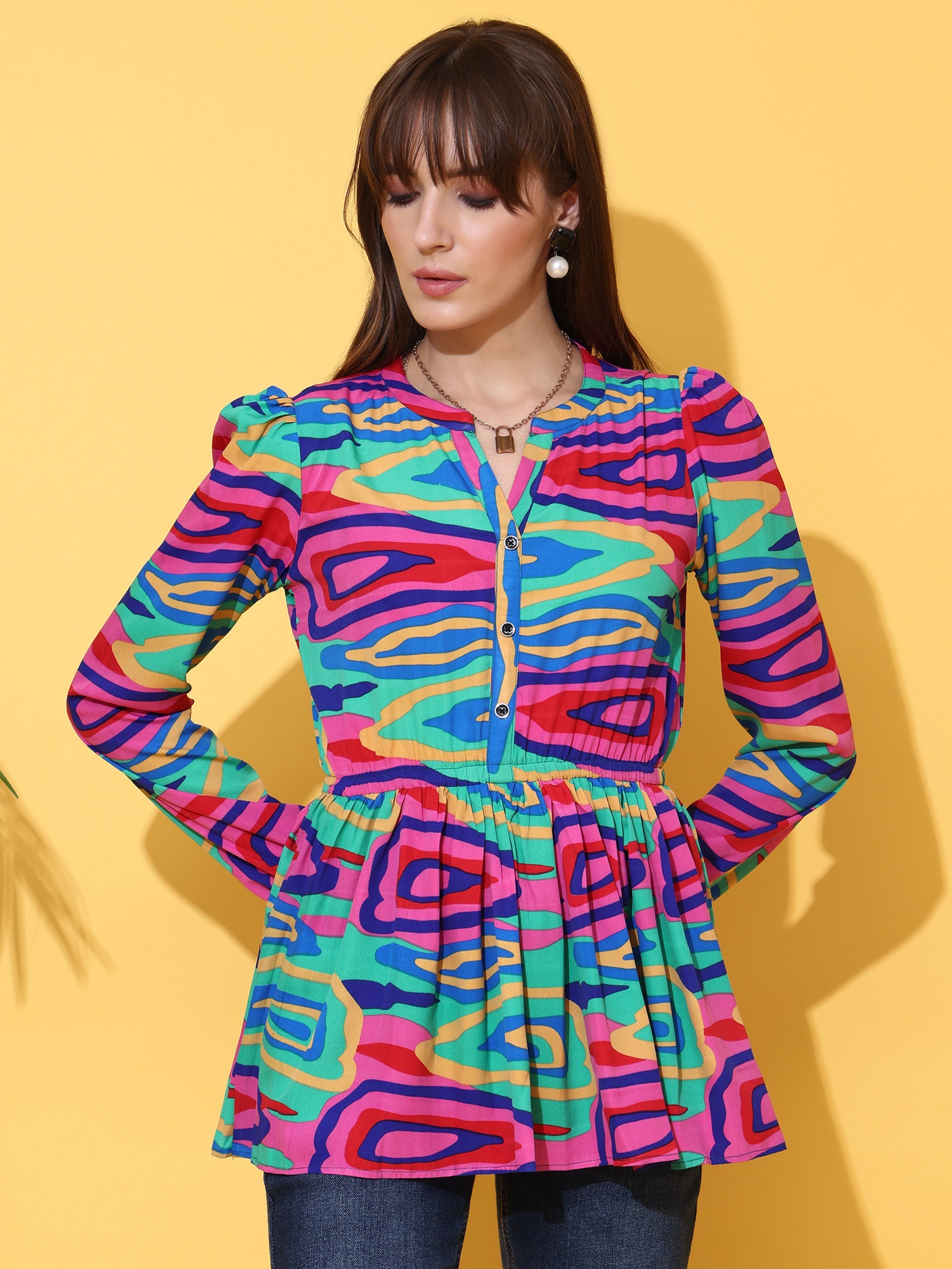 Vibrant Bloom Printed Top