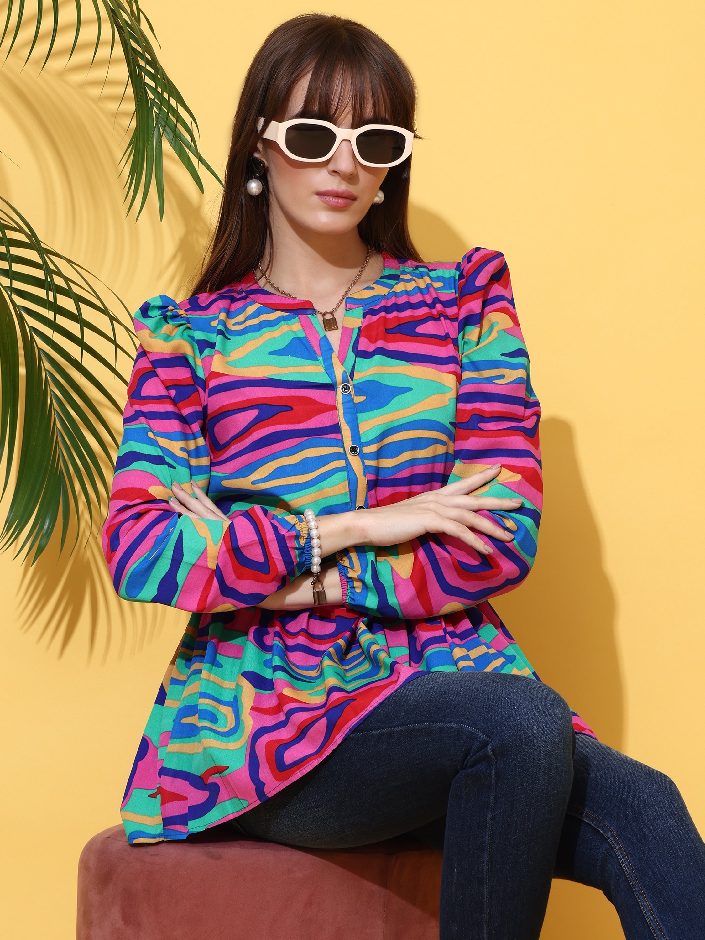 Vibrant Bloom Printed Top