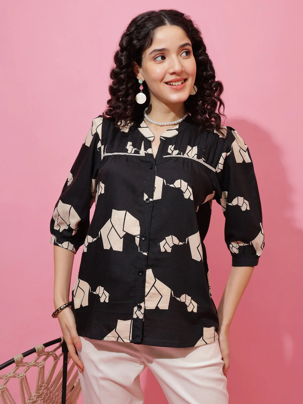 Black Emerald Printed Top