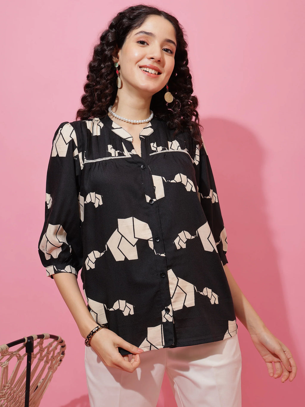 Black Emerald Printed Top