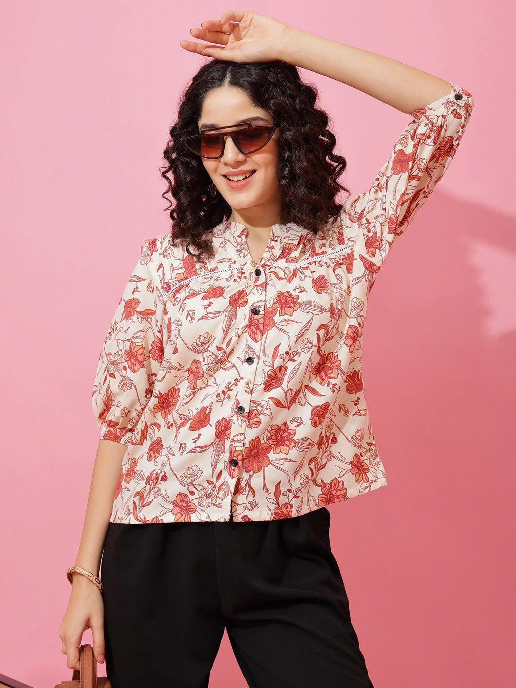 Beige Bloom Printed Top