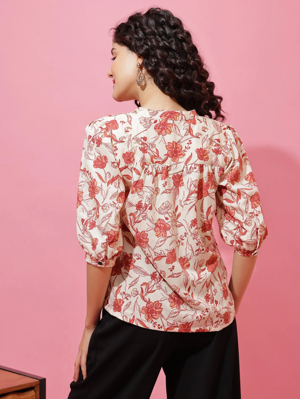 Beige Bloom Printed Top