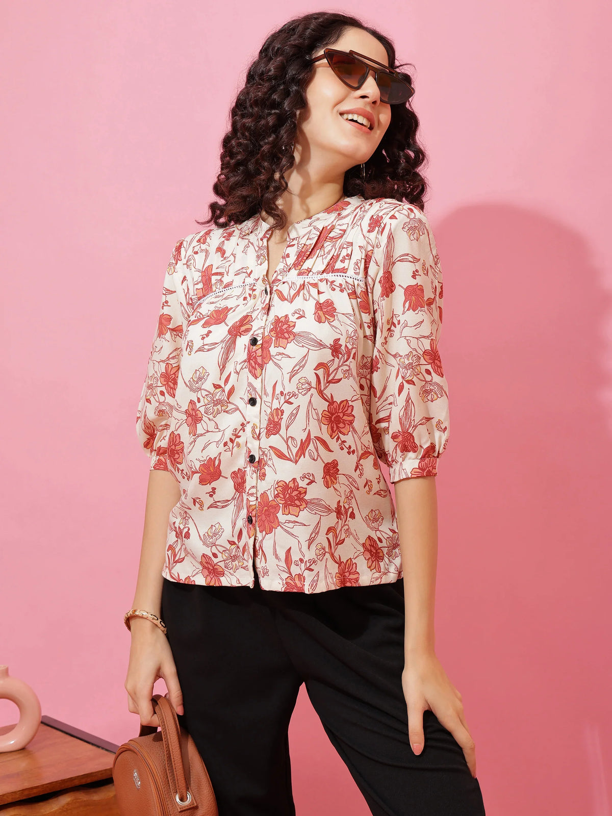 Beige Bloom Printed Top