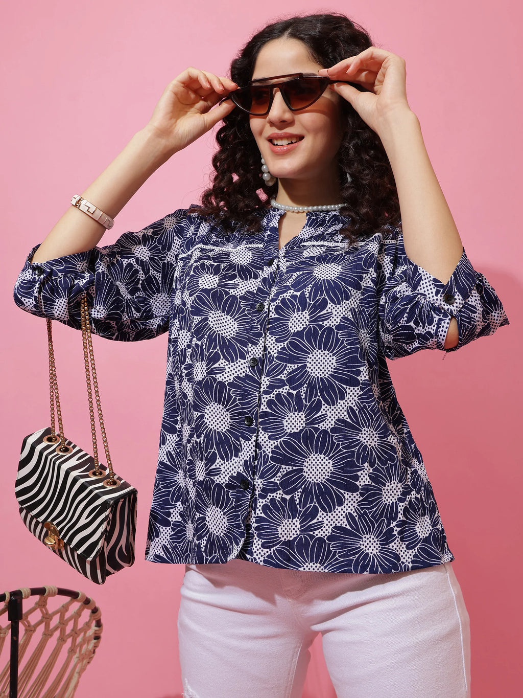 Sweetheart Blue Printed Top