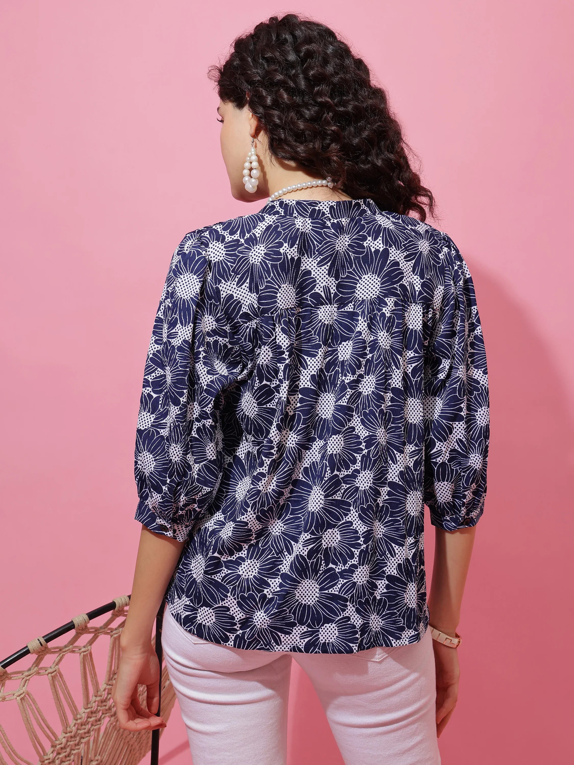 Sweetheart Blue Printed Top