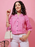 Blush Edge Printed Cotton Top