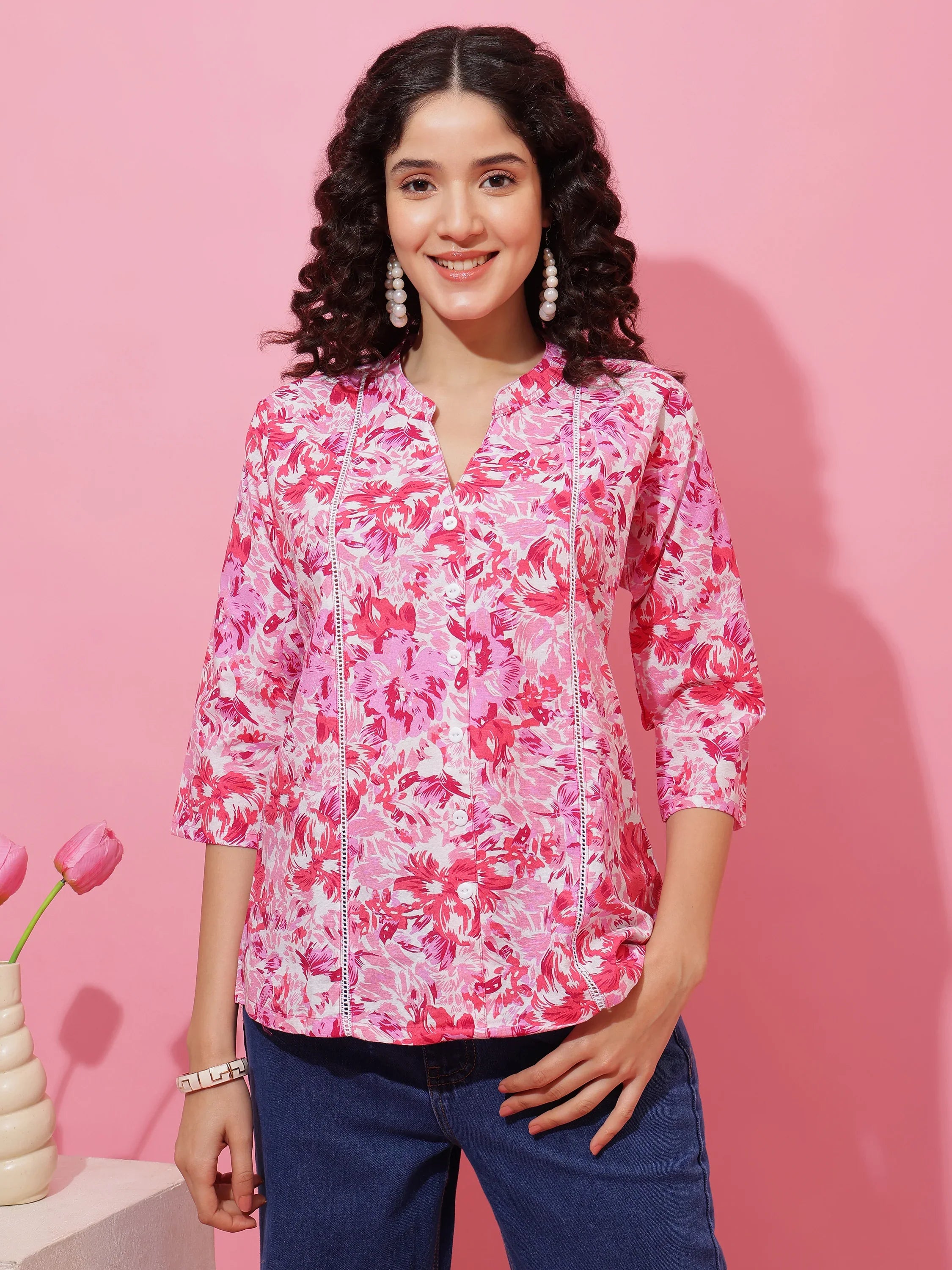 Pink Petal Floral Print Top