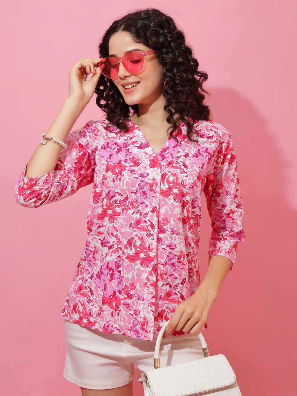 Pink Horizon Floral Print Top