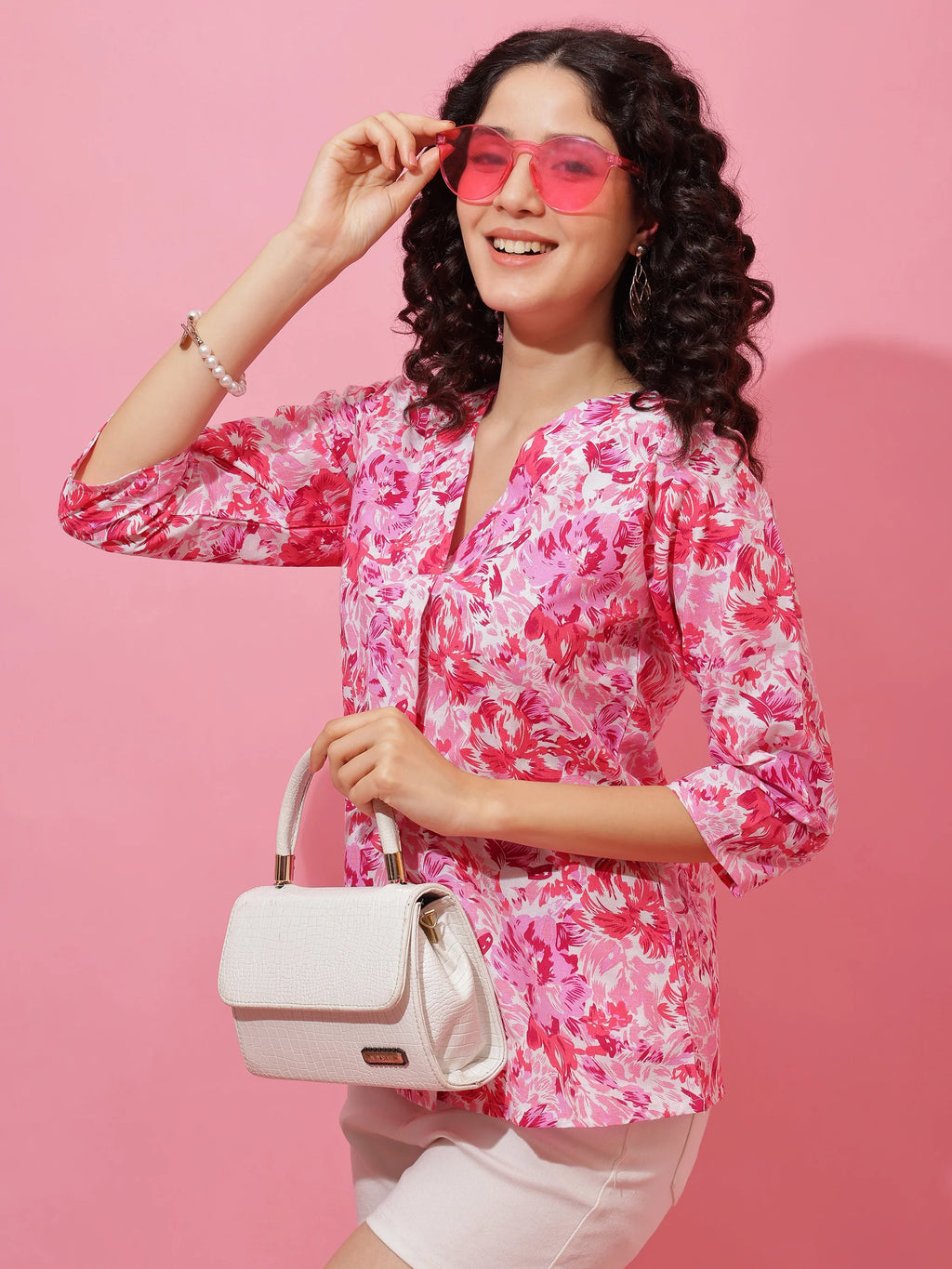 Pink Horizon Floral Print Top