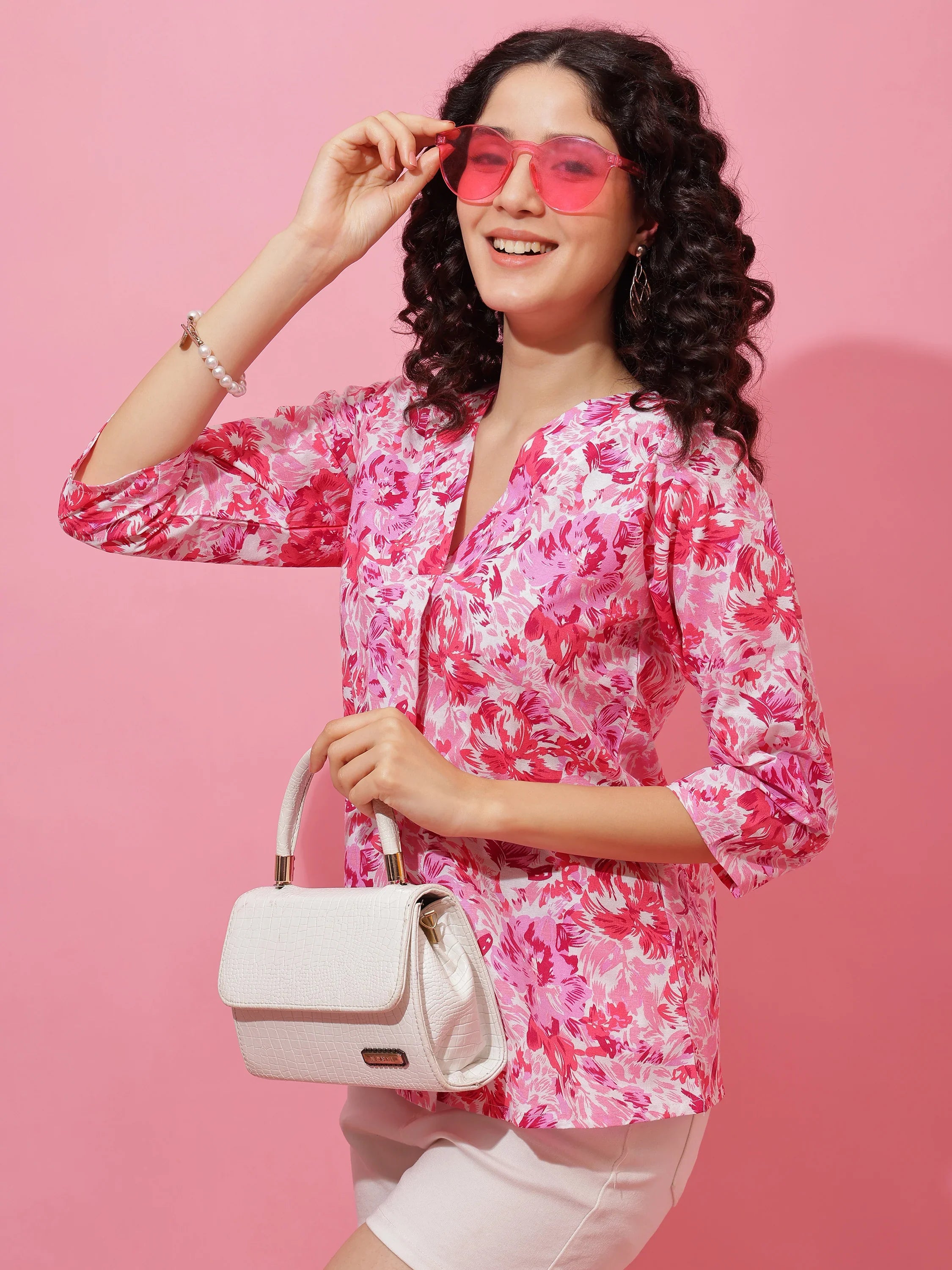 Pink Horizon Floral Print Top