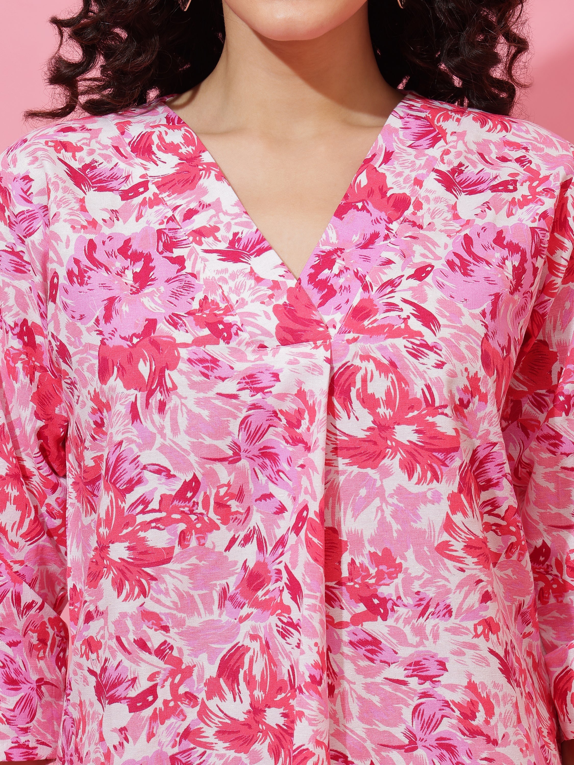 Pink Horizon Floral Print Top