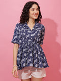 Blue Bloom Floral Print Top