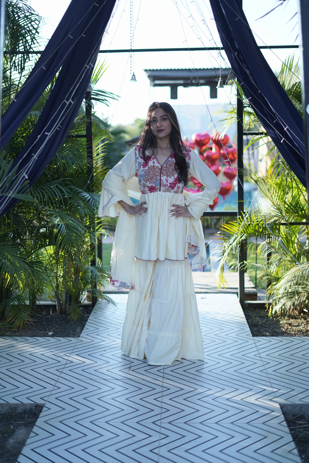 Elegant Bloom Off White Sharara Set