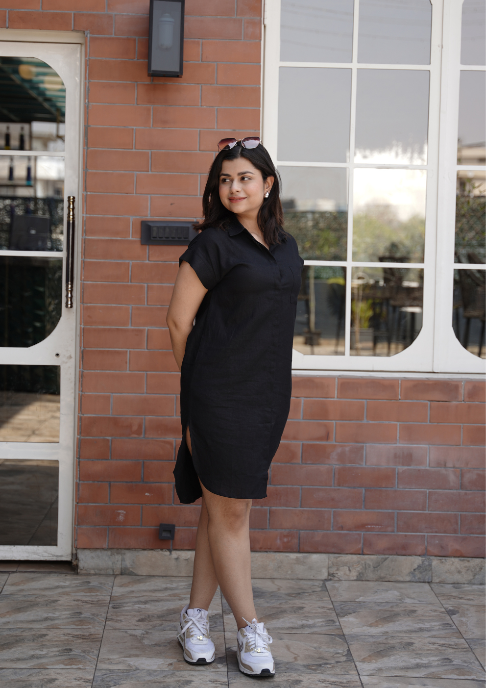 Black Breeze Linen Blend Shirt Dress by Bhoomi