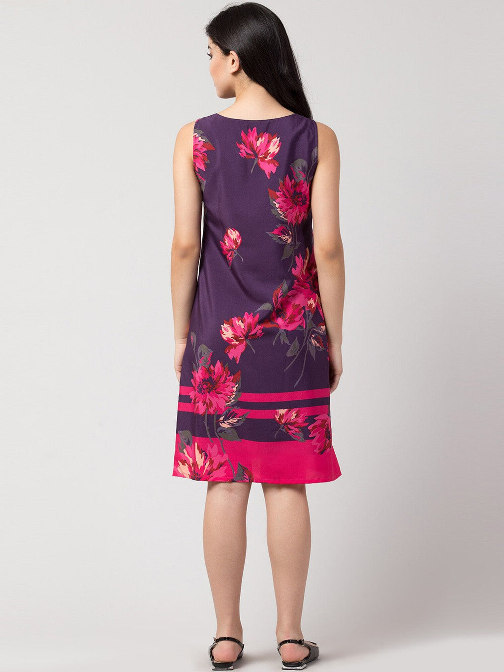 Purple Blossom A-Line Dress
