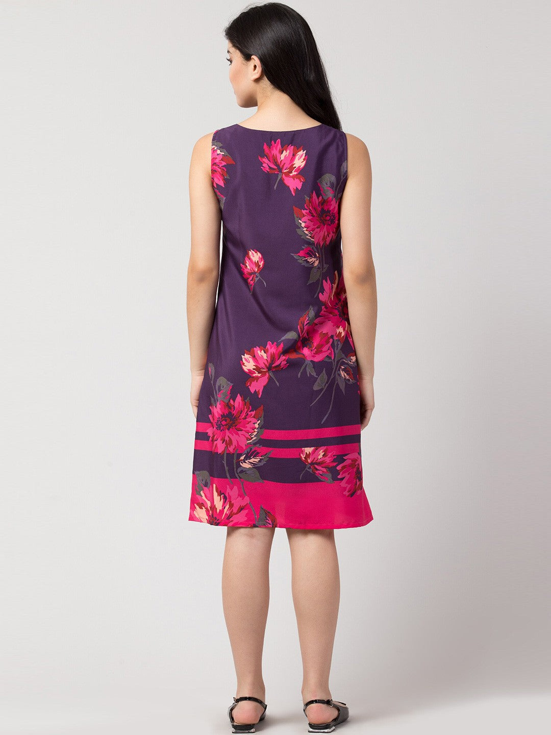 Purple Blossom A-Line Dress