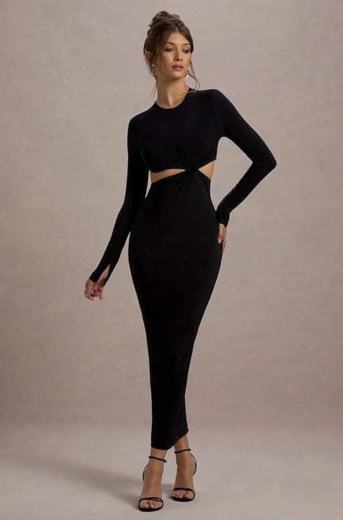 Eclipse Black Lycra Maxi Dress