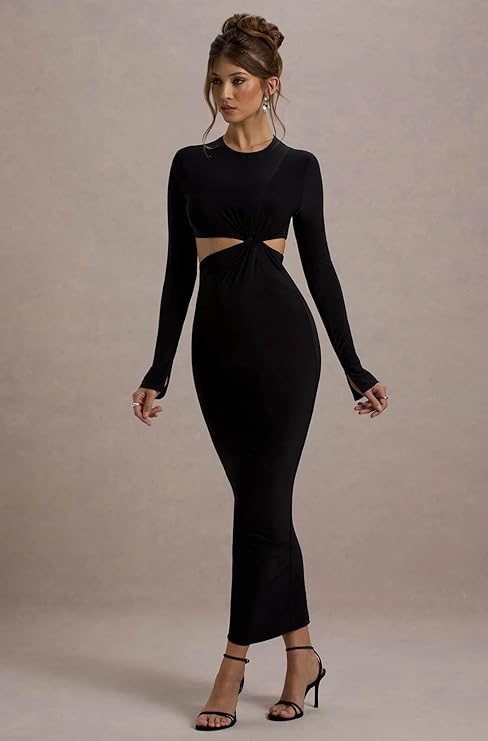 Eclipse Black Lycra Maxi Dress