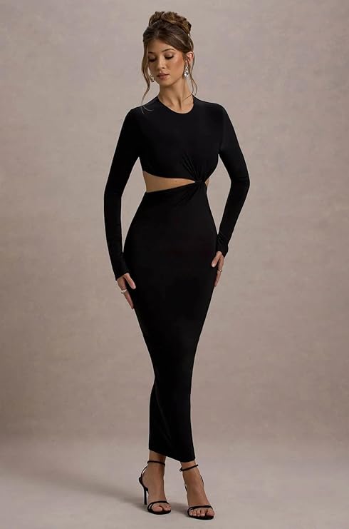 Eclipse Black Lycra Maxi Dress