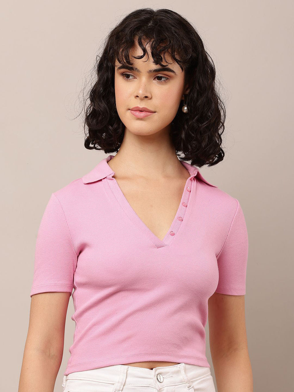 Blush Muse V-Neck Crop Top
