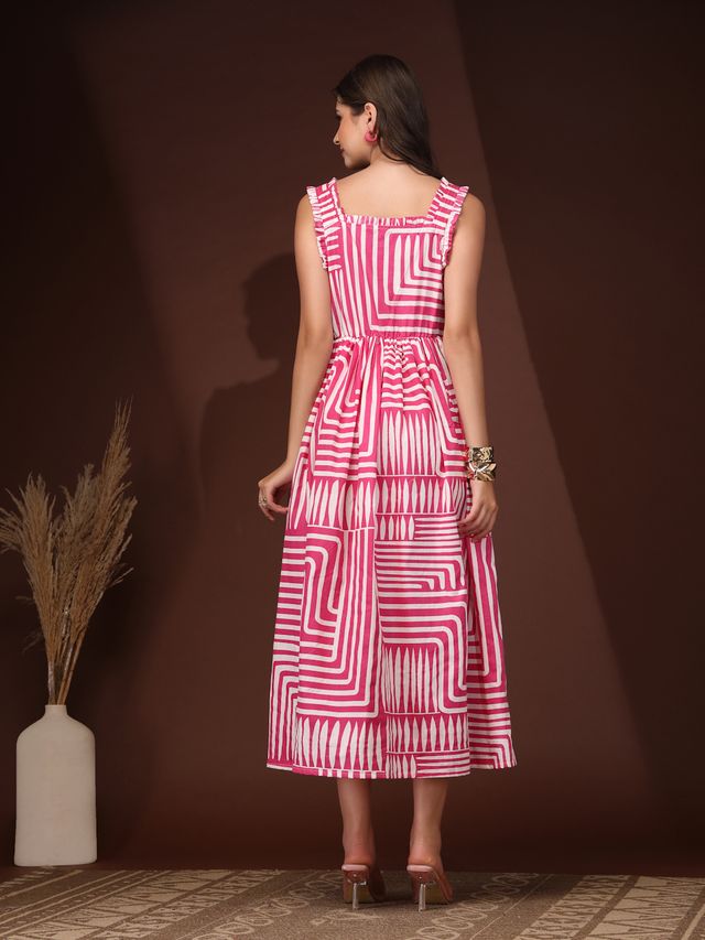 Classic Blush Fit & Flare Maxi Dress