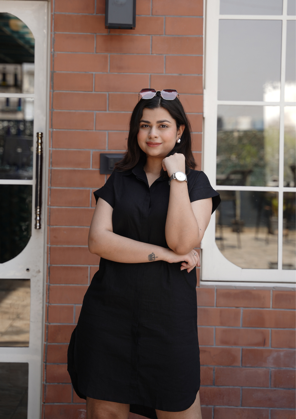 Black Breeze Linen Blend Shirt Dress by Bhoomi