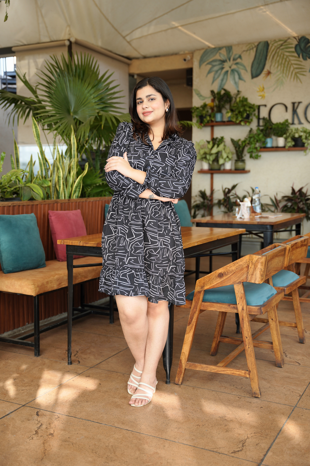 Black Enigma Abstract Shirt Dress