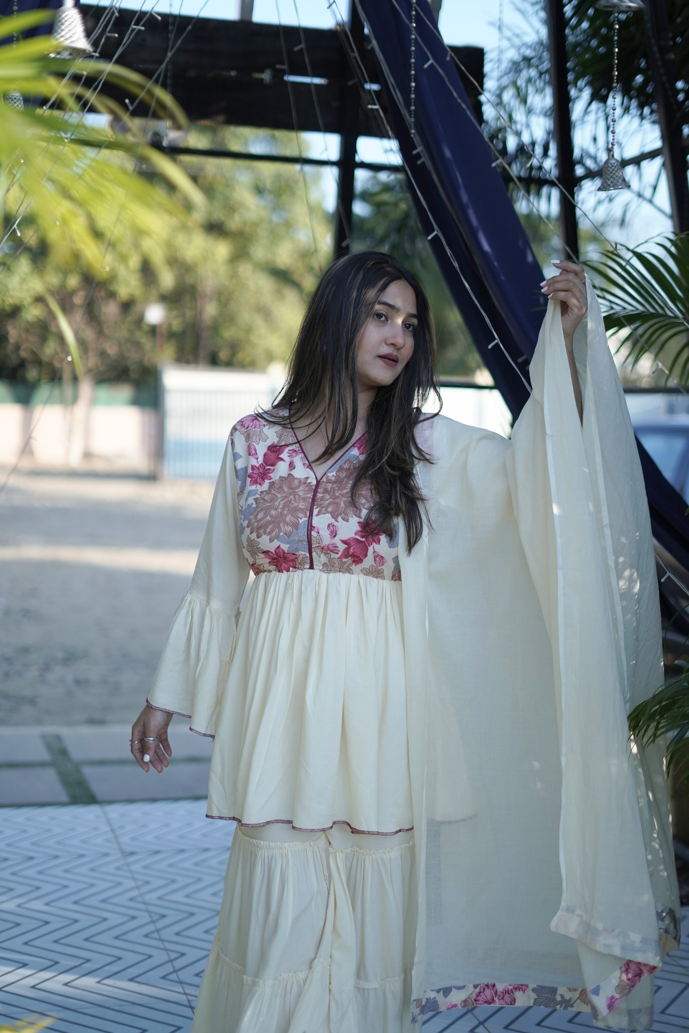 Elegant Bloom Off White Sharara Set