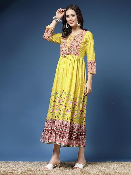 Blossom Grace Yellow Anarkali Kurta