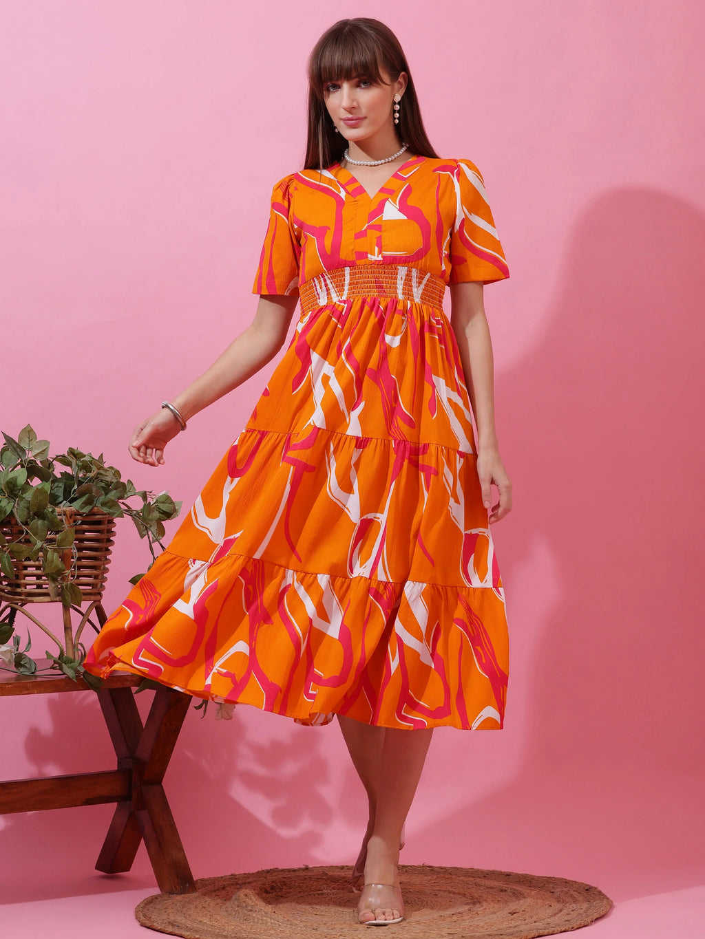 Sunset Glow Fit & Flare Midi Dress