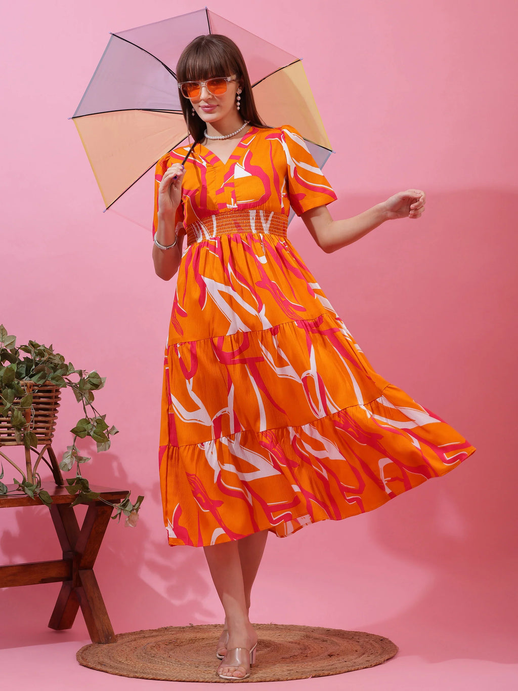 Sunset Glow Fit & Flare Midi Dress