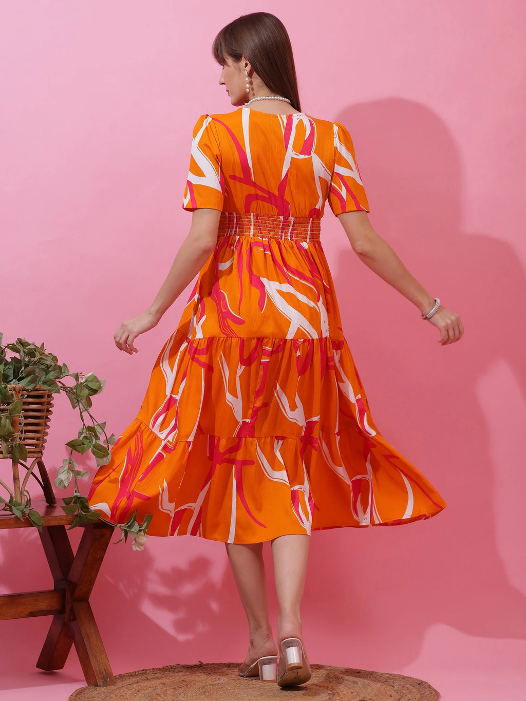 Sunset Glow Fit & Flare Midi Dress