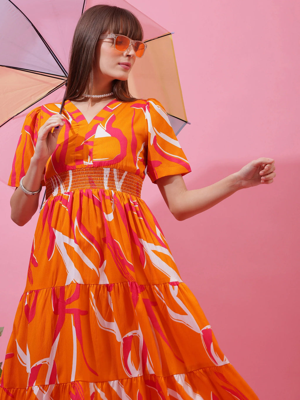 Sunset Glow Fit & Flare Midi Dress