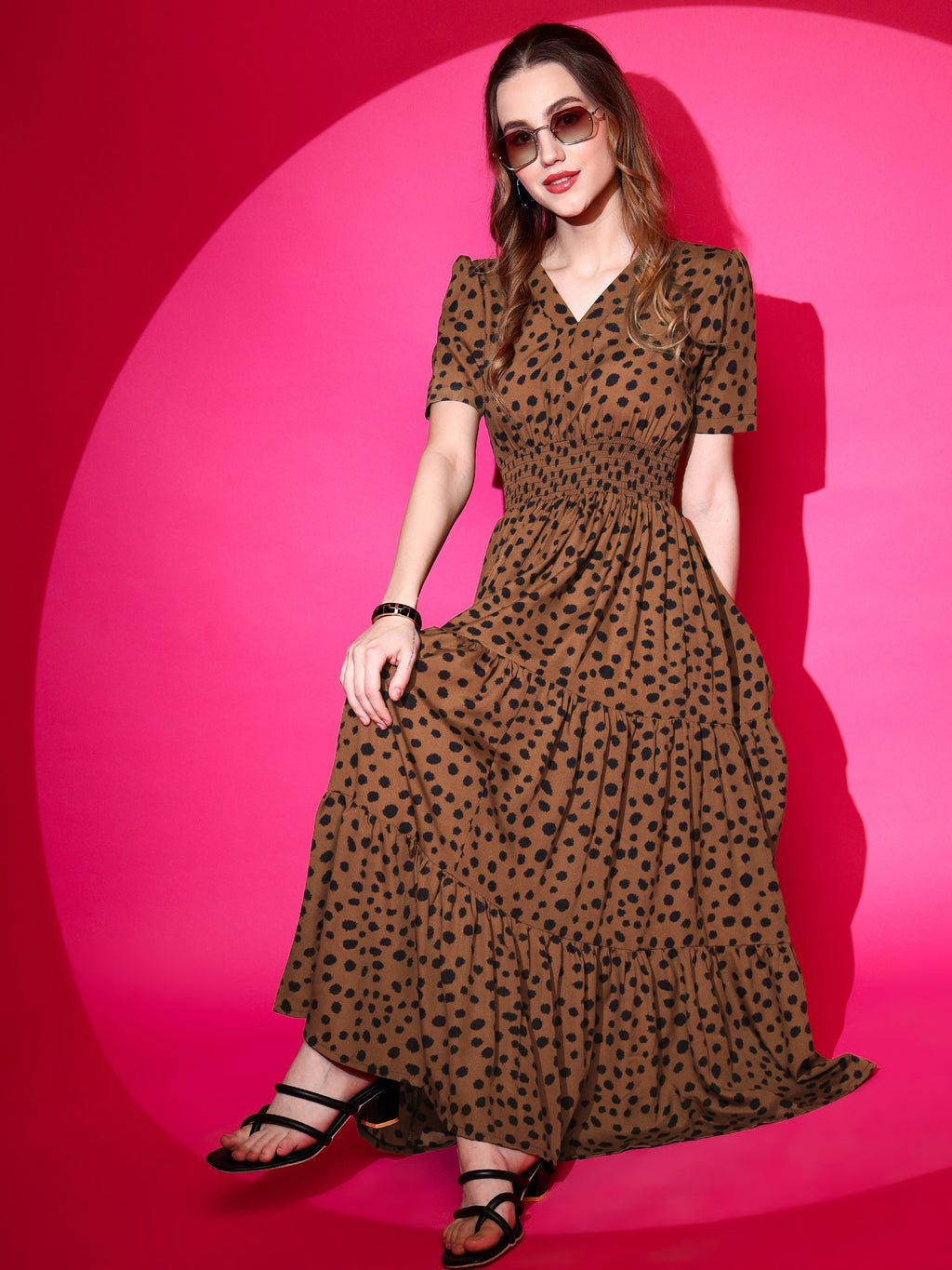 Brown Elegance Midi Dress