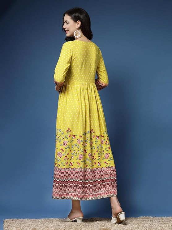 Blossom Grace Yellow Anarkali Kurta