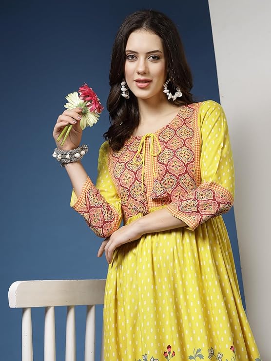 Blossom Grace Yellow Anarkali Kurta