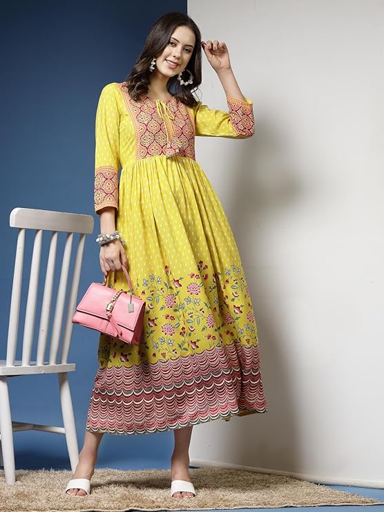 Blossom Grace Yellow Anarkali Kurta