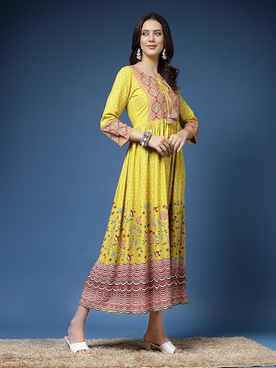 Blossom Grace Yellow Anarkali Kurta