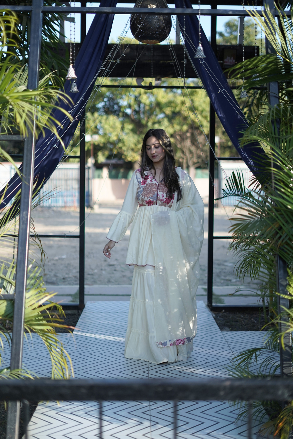 Elegant Bloom Off White Sharara Set