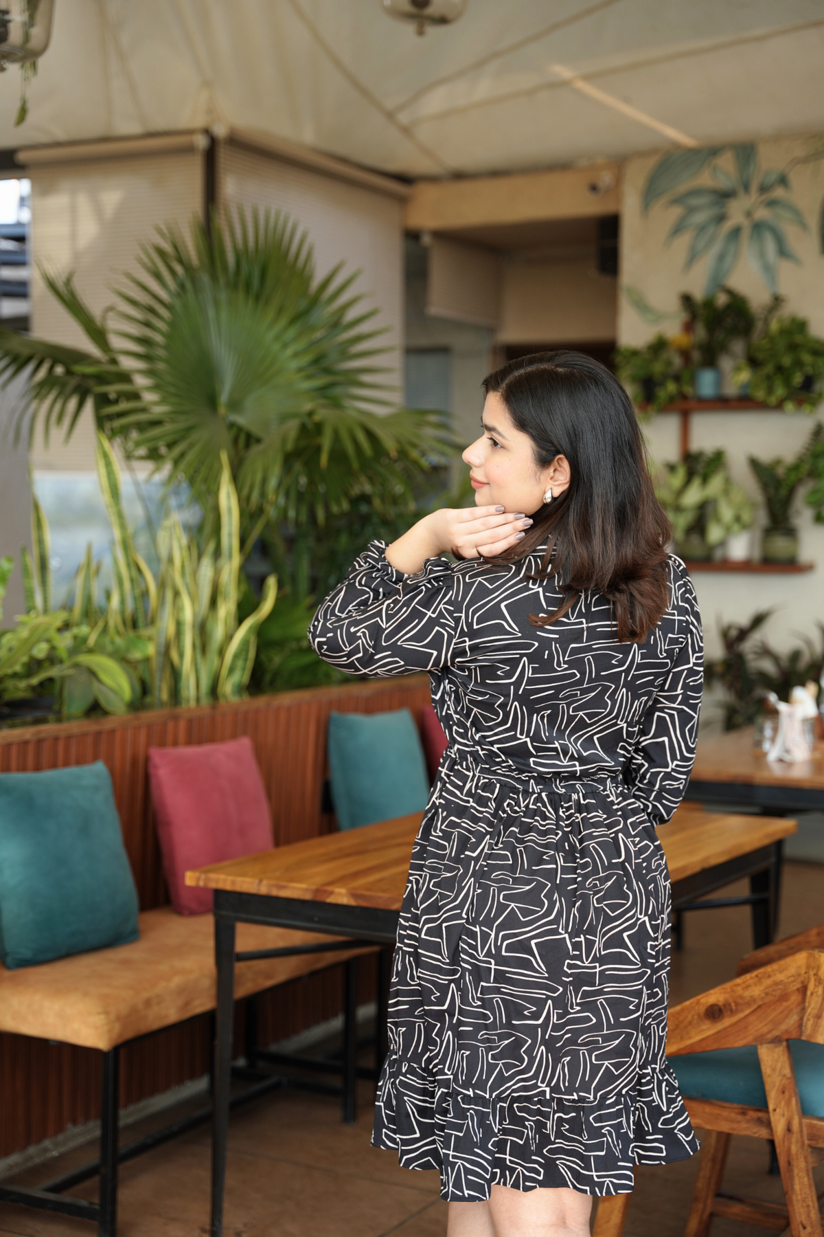 Black Enigma Abstract Shirt Dress