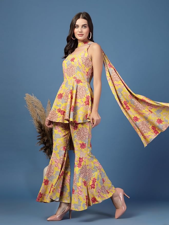 Stylish Indo-Western Sharara and Dupatta Set