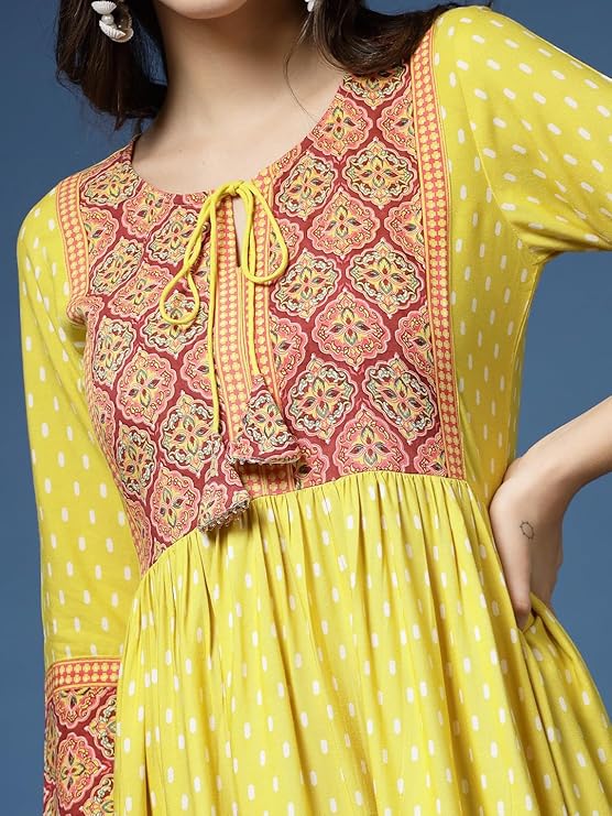 Blossom Grace Yellow Anarkali Kurta