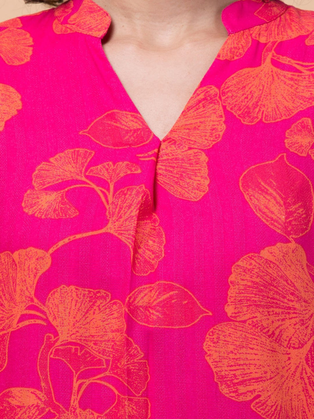 Pink Floral print Shirt Style Top