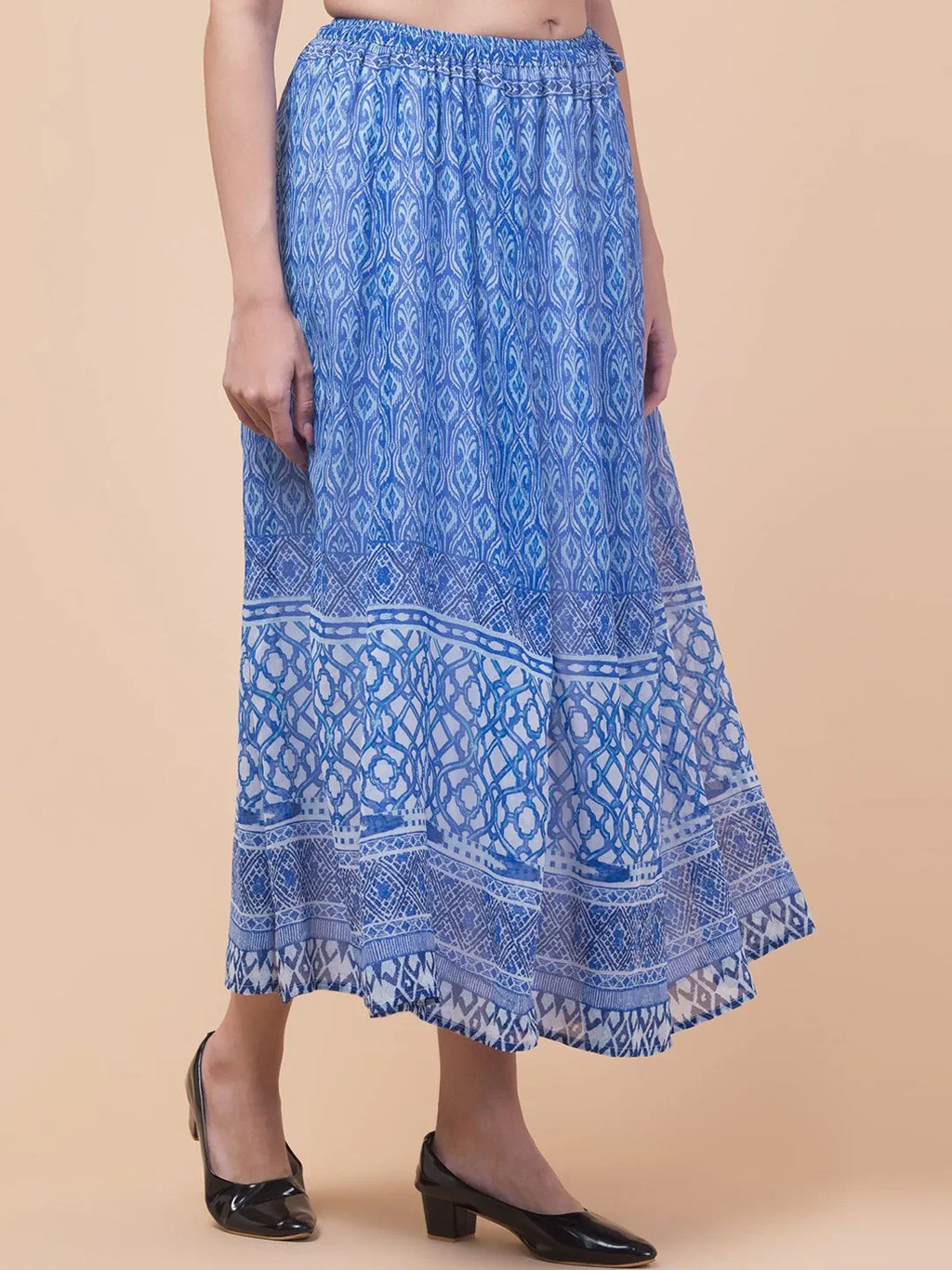 Black Abstract Print Maxi Skirt