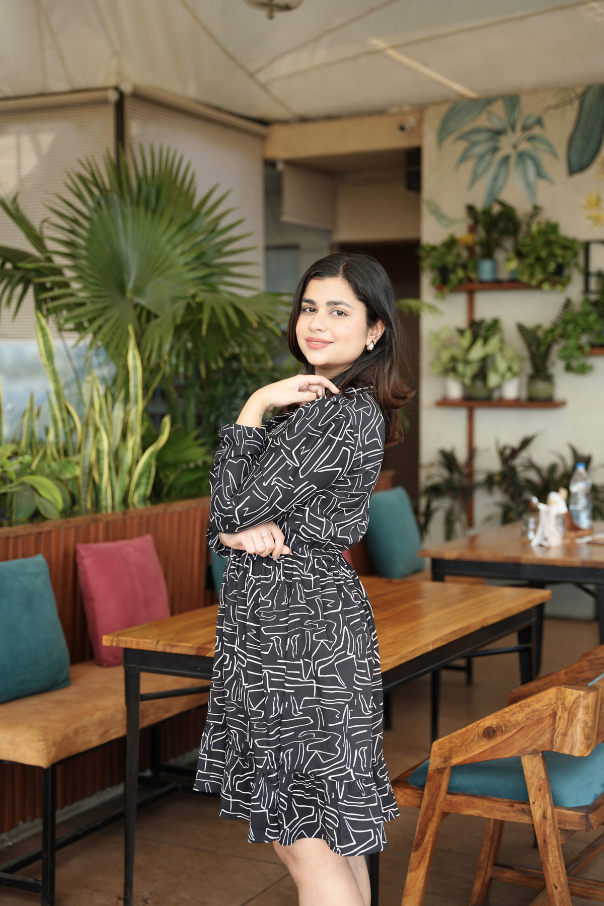 Black Enigma Abstract Shirt Dress
