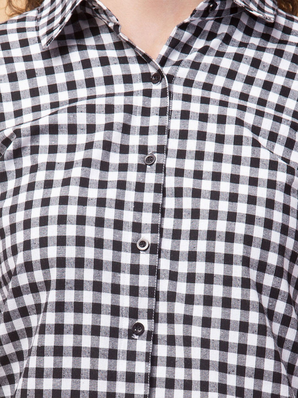 Black Checks Cotton Shirt Dress