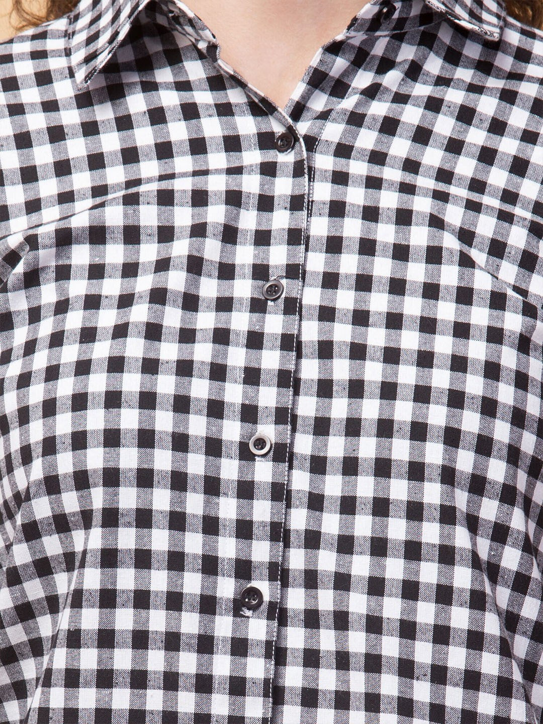 Black Checks Cotton Shirt Dress