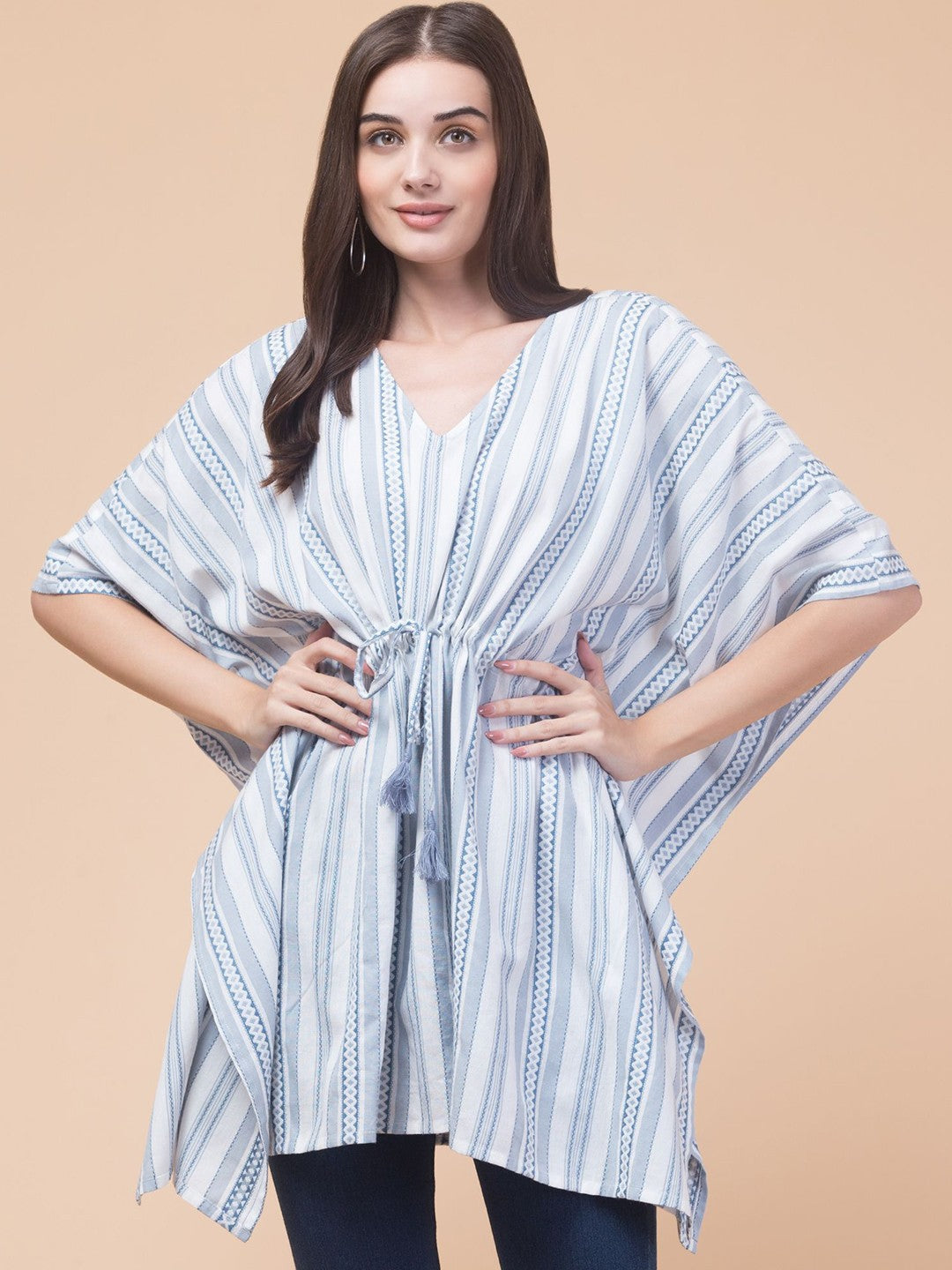 Blue Striped Vibe Kaftan Top