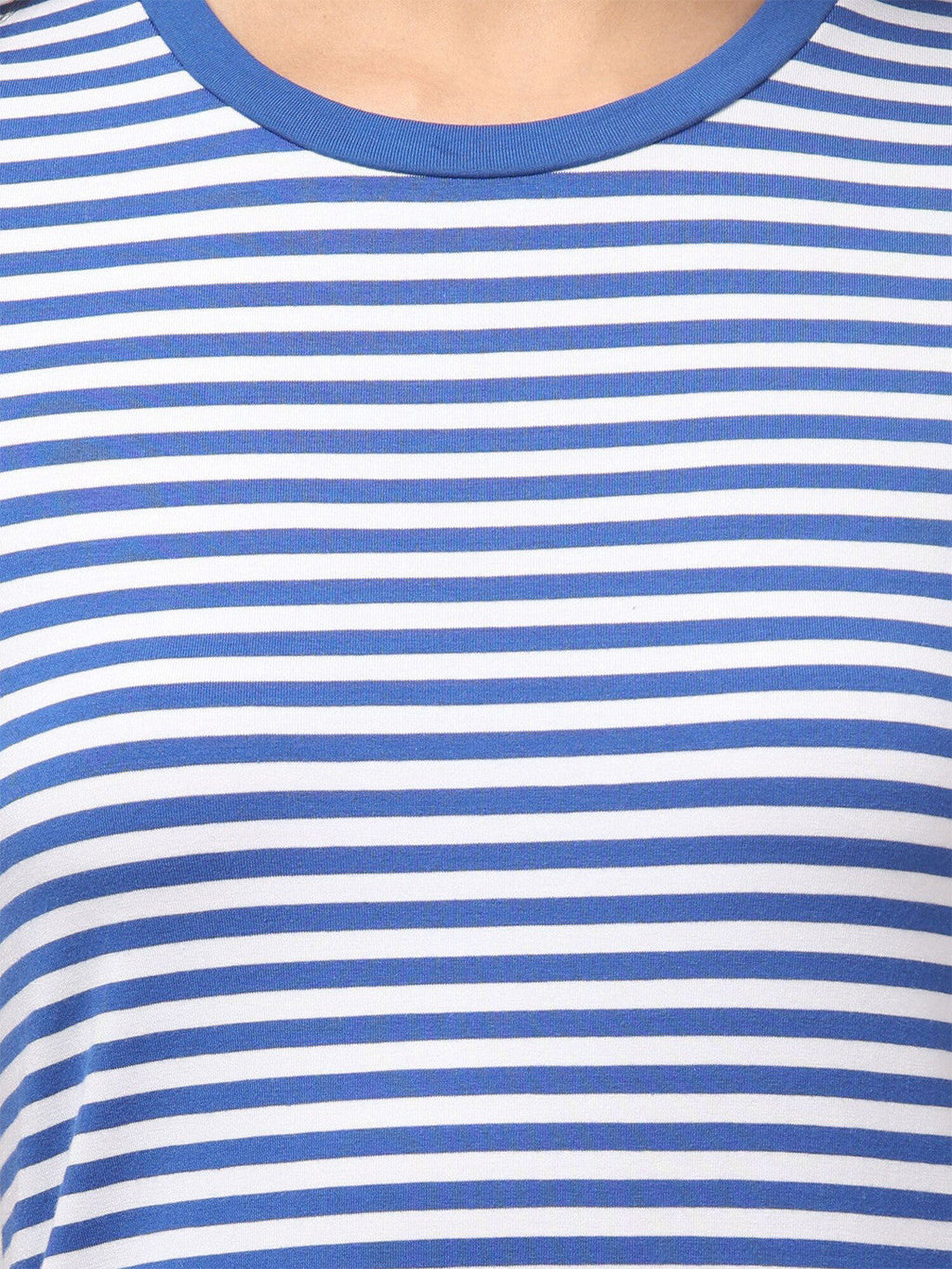 Classic Blue Striped Cotton Stretch T-Shirt Dress